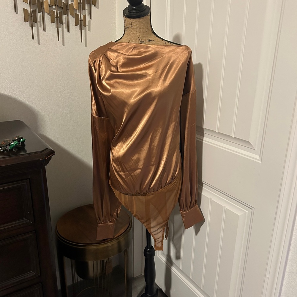Fashion Nova Satin Copper Blouse - 13